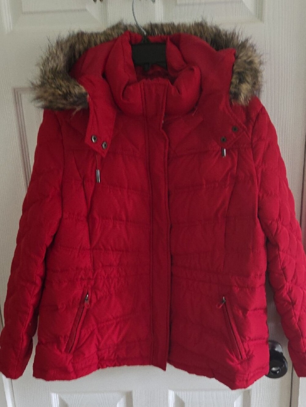 Kenneth Cole Red Quilted Puffer Jacket